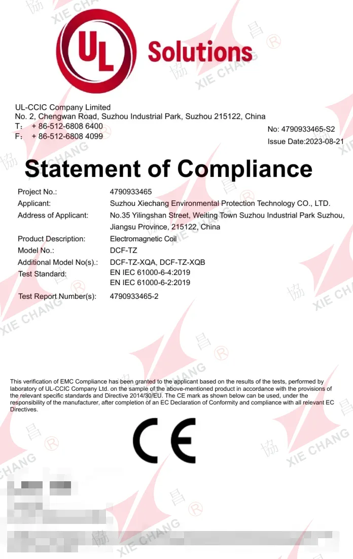 Pernyataan Kesesuaian CE (EMC) — koil solenoid DCF-TZ (UL-CCIC)