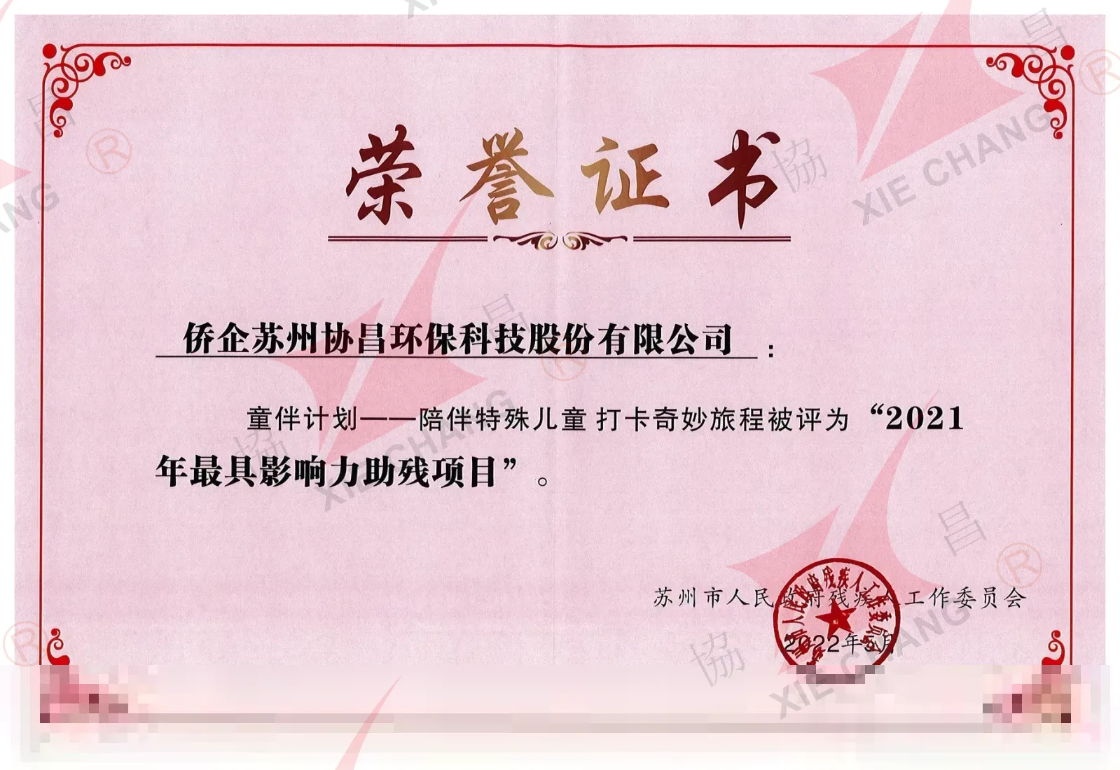 Proyek Bantuan Disabilitas Paling Berpengaruh 2021 ('Child Companion Program') — Komite Urusan Penyandang Disabilitas Pemerintah Kota Suzhou