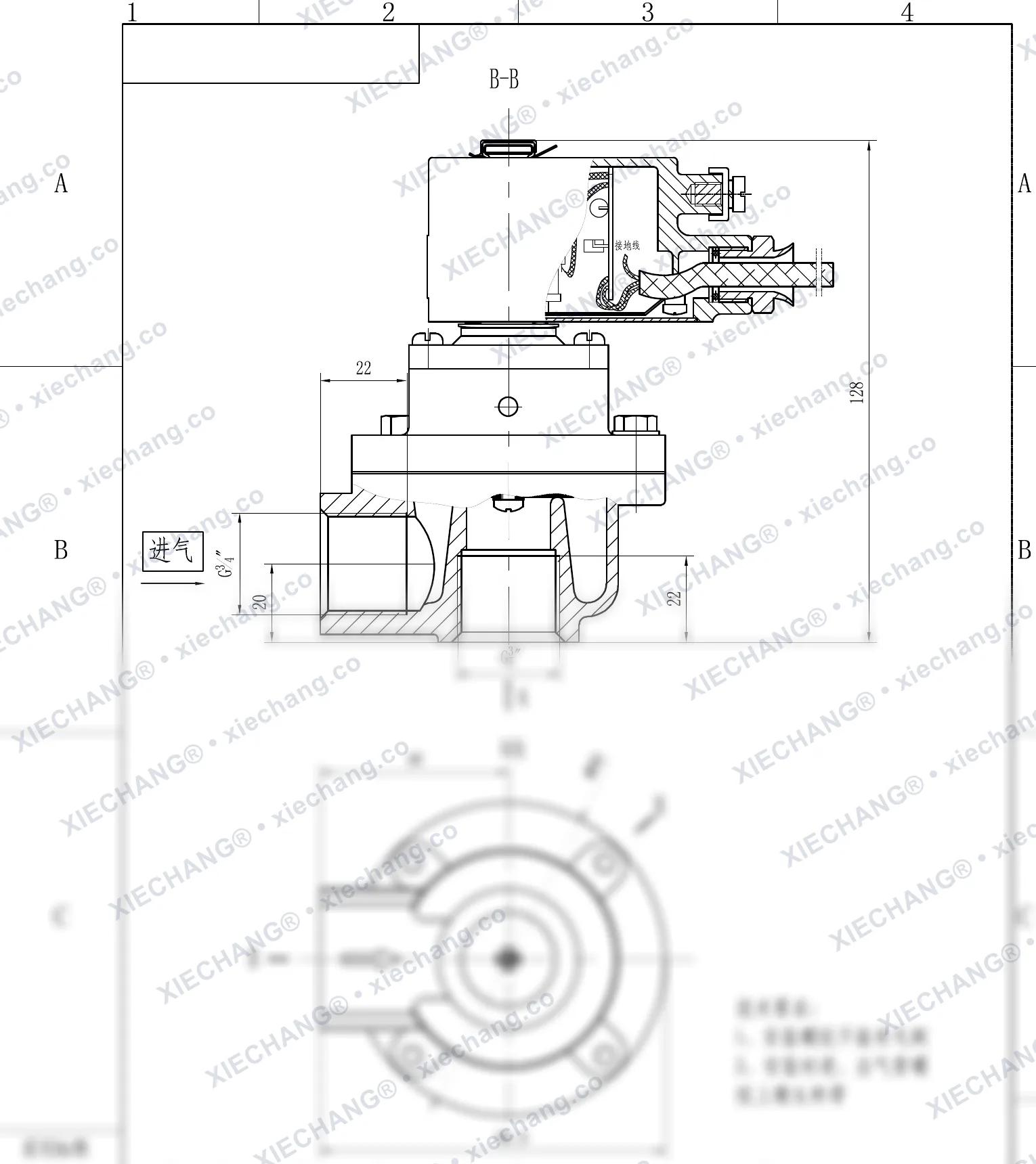 DCF-F-Z-20 · 3/4" · katup pulse tipe siku (right-angle) explosion-proof — Gambar pemasangan
