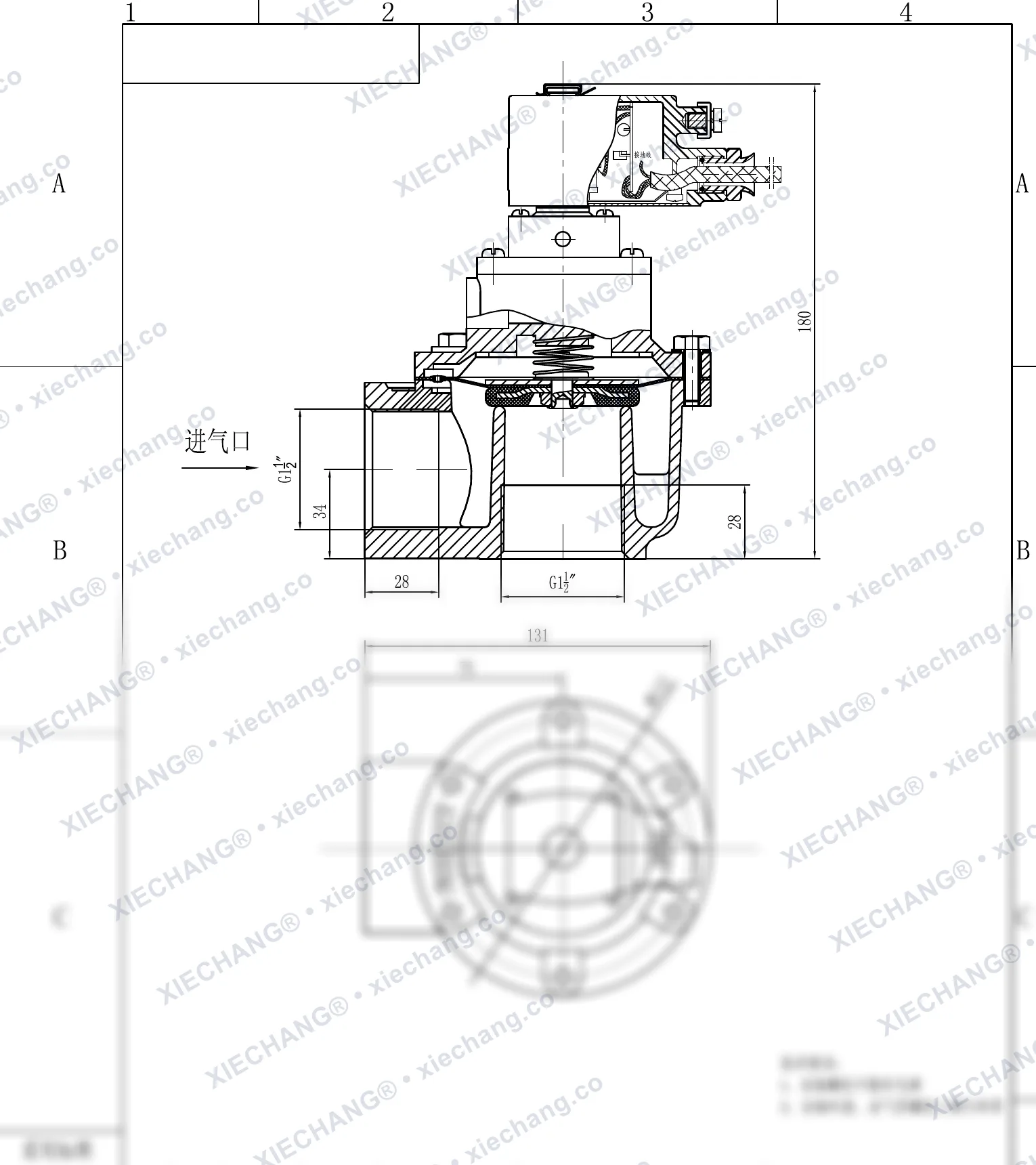 DCF-F-Z-40S · 1½" (DN40) · katup pulse tipe siku (right-angle) explosion-proof — Gambar pemasangan