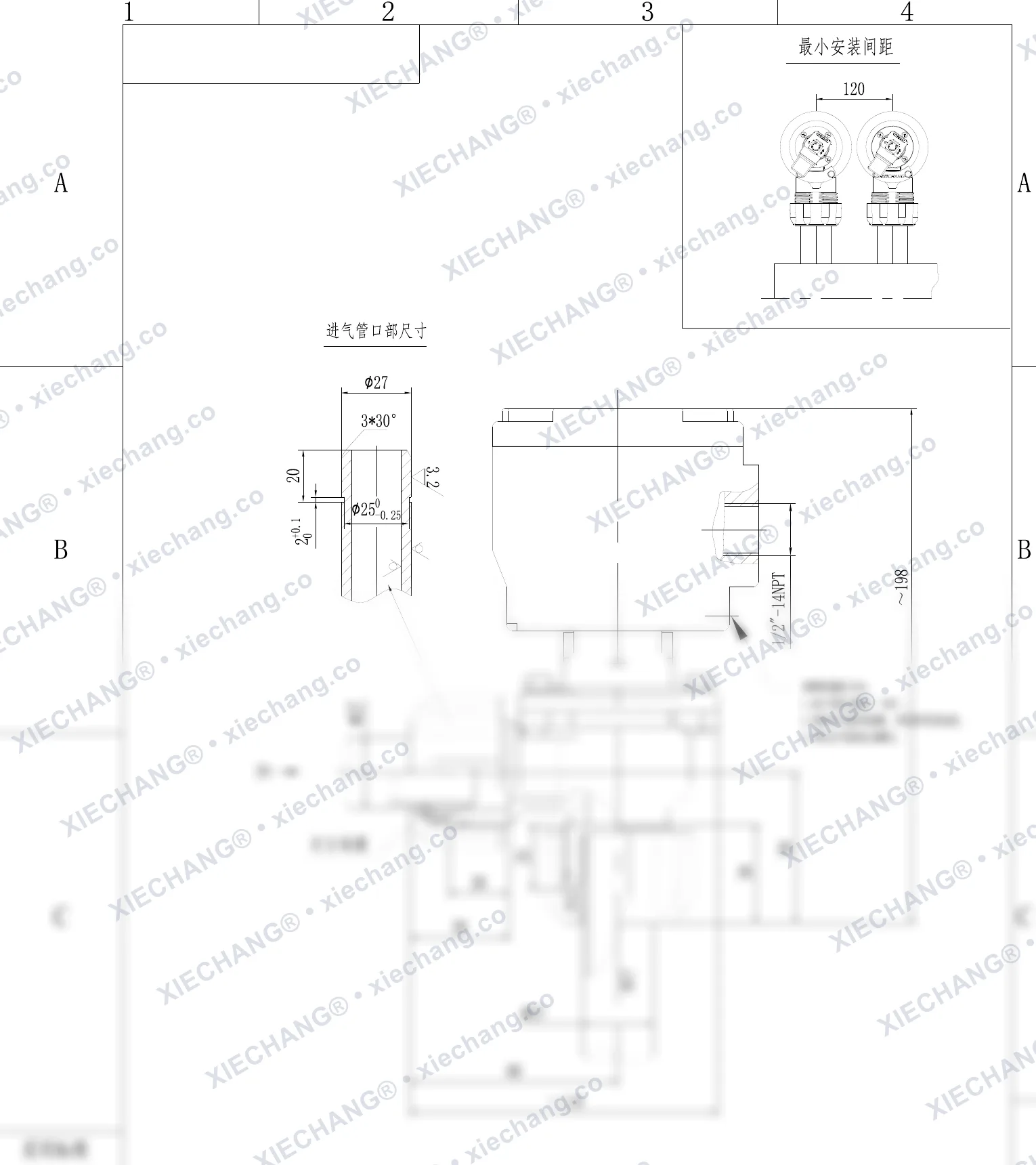 DCF-F2-ZM-20 · ¾" · katup pulse tipe siku ulir luar/mur kopling (coupling) explosion-proof — Gambar Pemasangan
