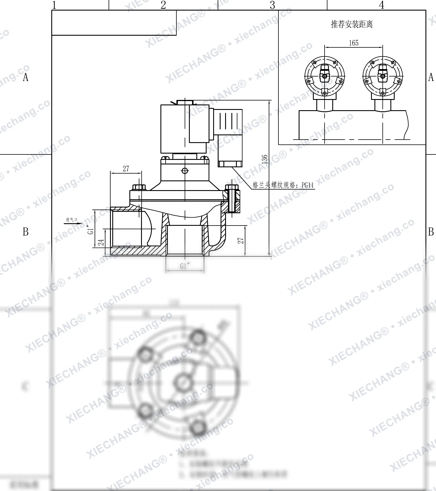 DCF-Z-25 · 1" · katup pulse tipe siku (right-angle) — Gambar pemasangan