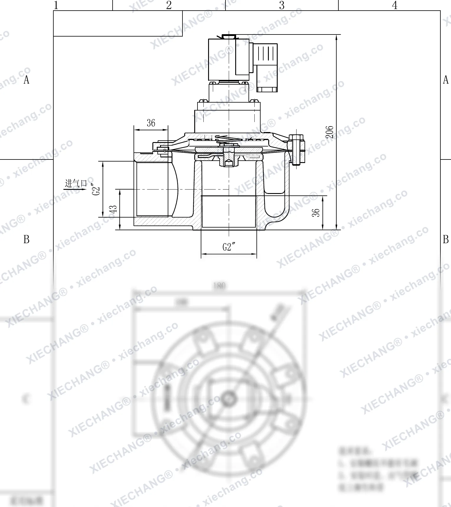 DCF-Z-50S · 2" (DN50) · katup pulse tipe siku (right-angle) — Gambar pemasangan