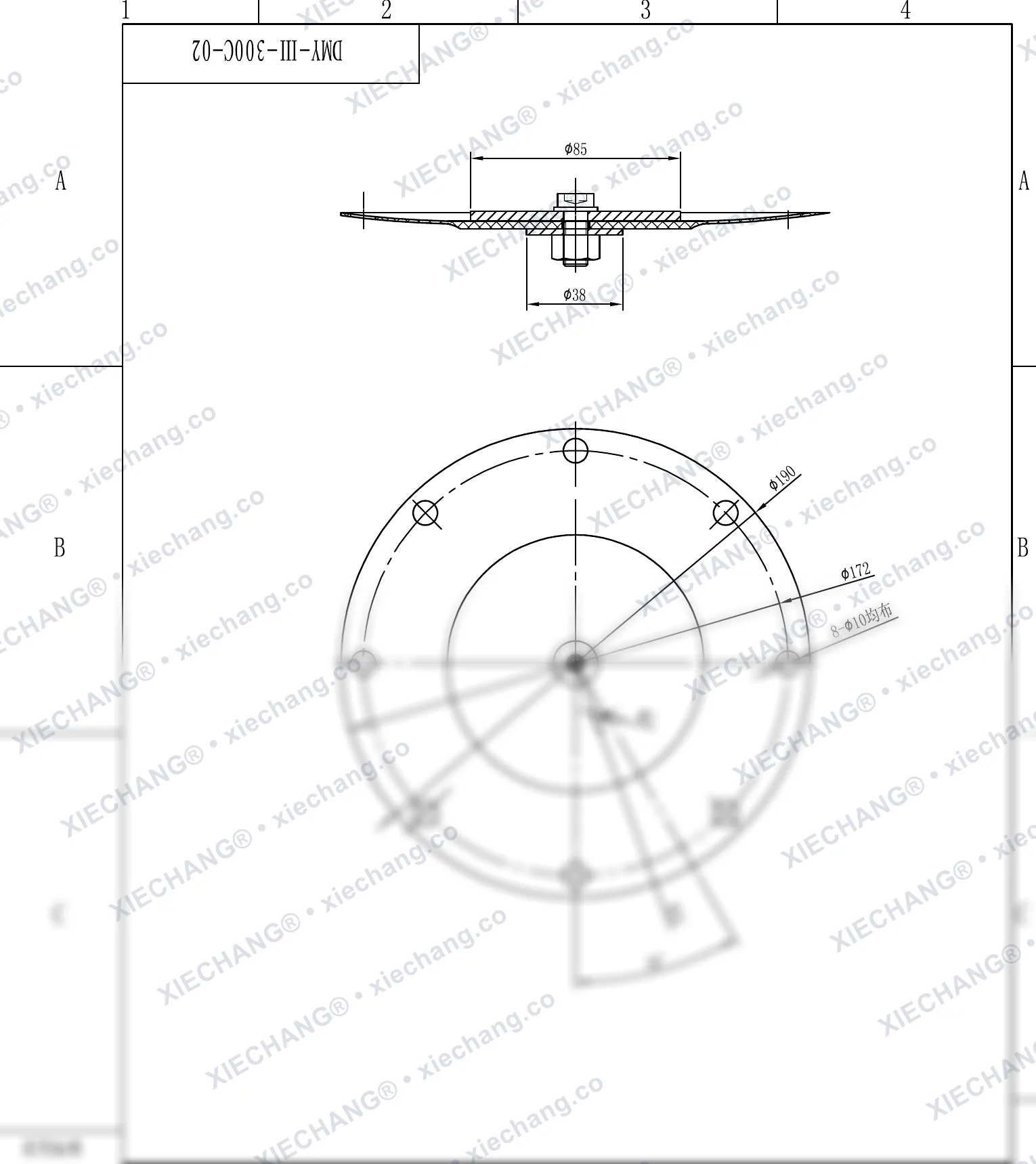 DMY-Ⅲ-300C-02 · DN300 · rakitan diafragma (tahap kedua / sekunder, 12 inch) — Gambar perakitan