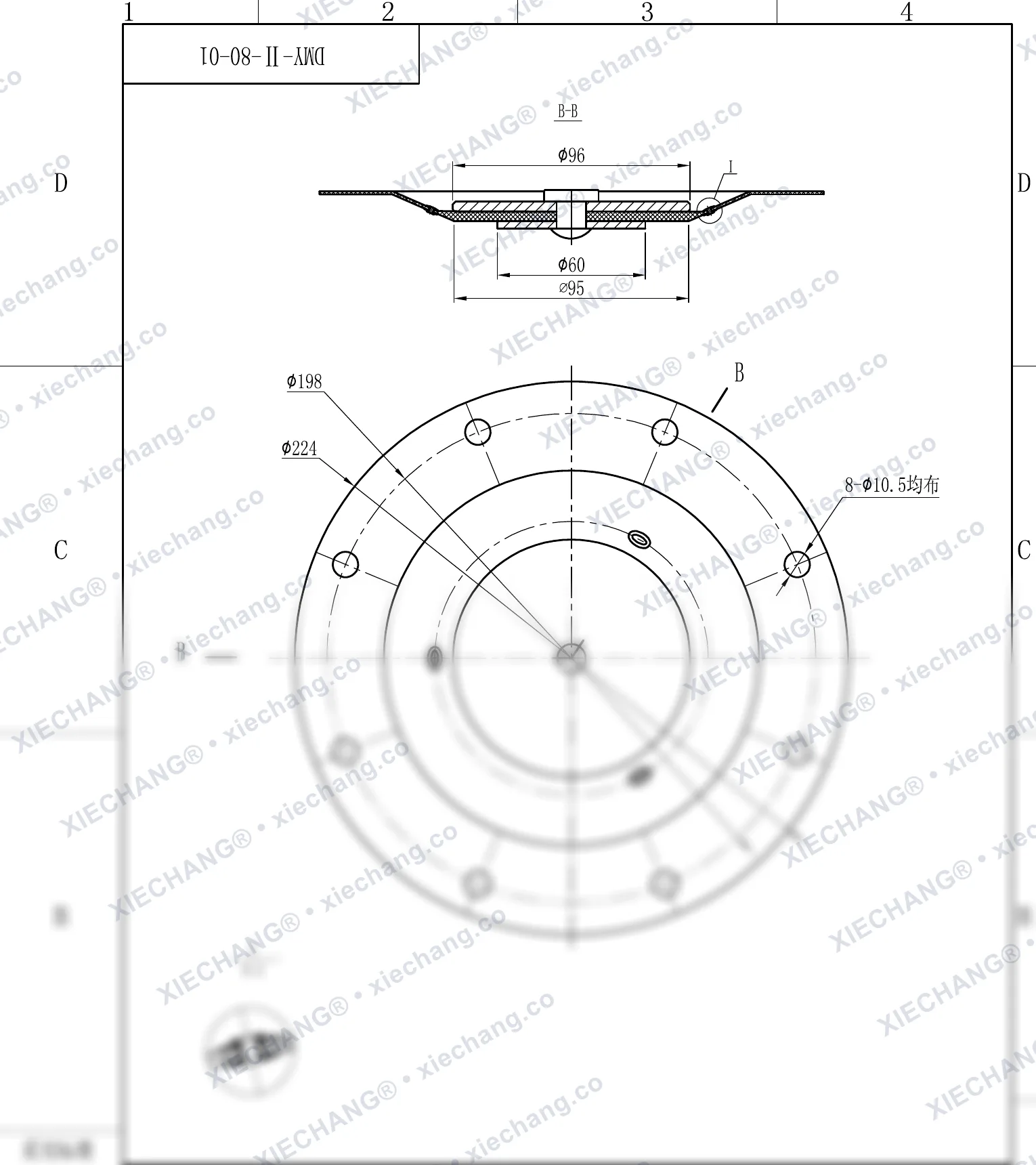 DMY-Ⅱ-80-01 · DN80 — Gambar perakitan