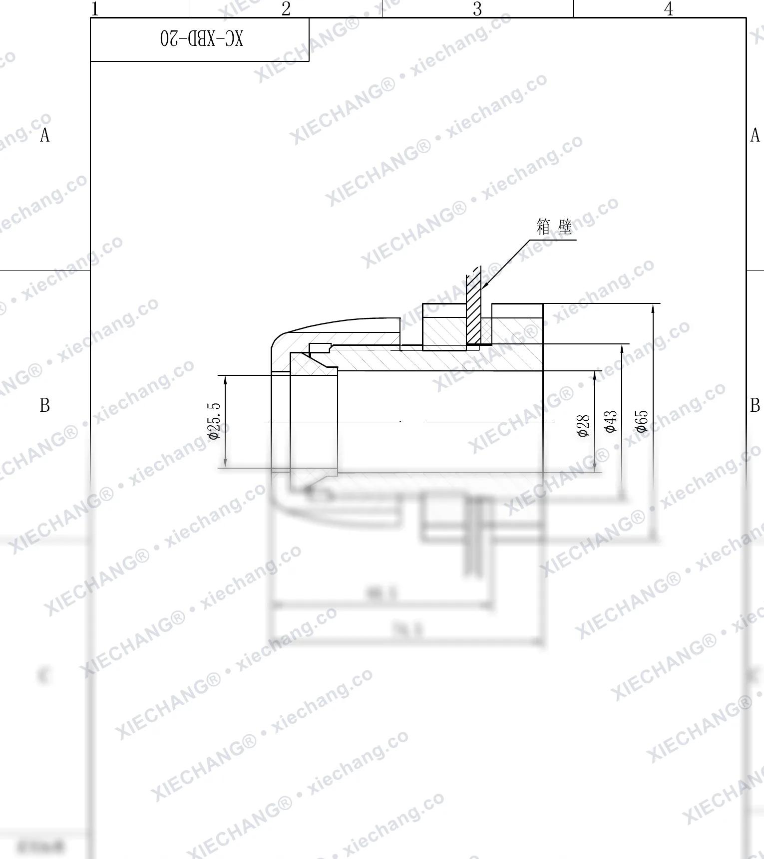 XC-XBD-20 · DN20 · konektor bulkhead ulir tunggal — Gambar pemasangan