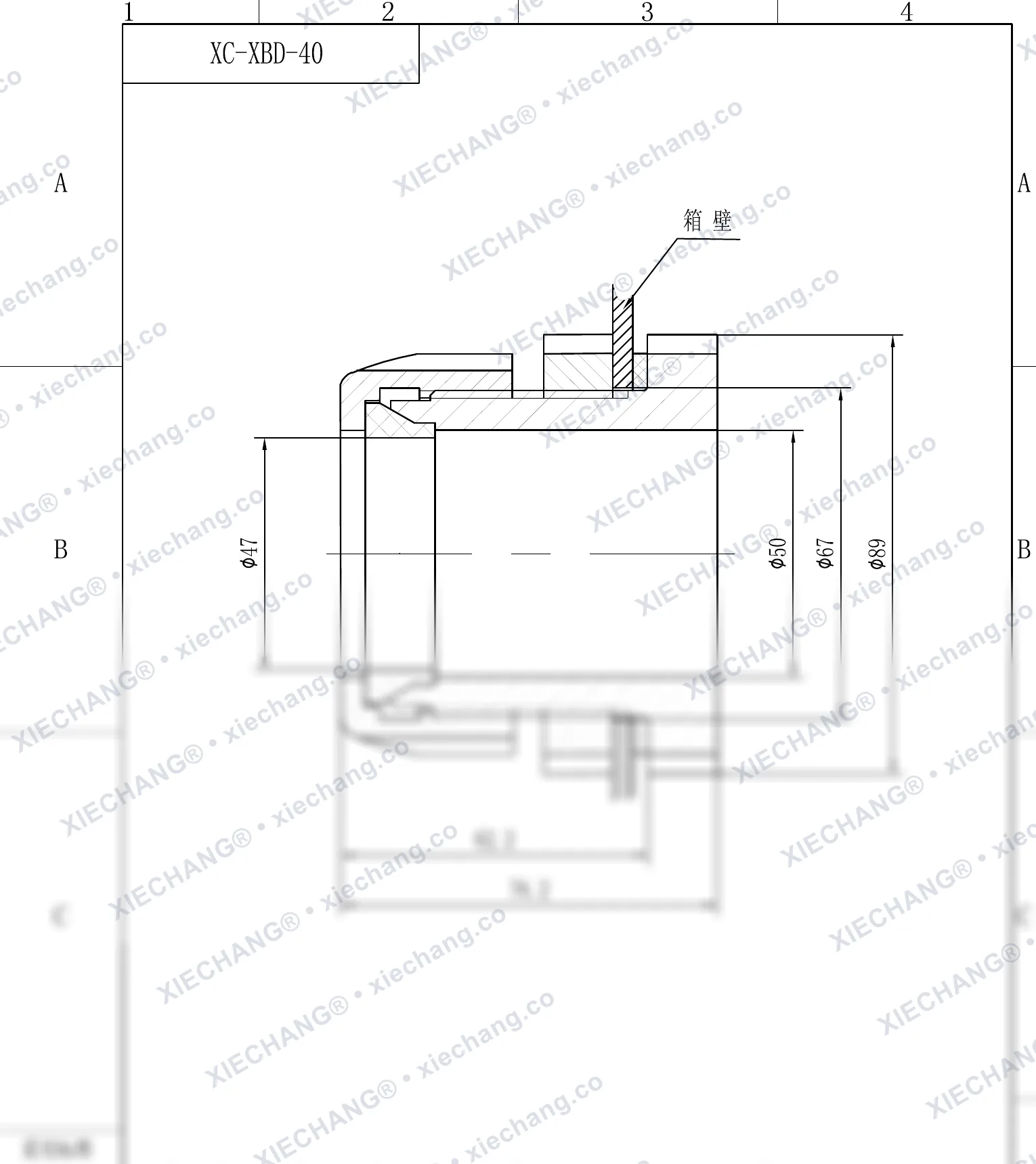 XC-XBD-40 · DN40 · konektor bulkhead ulir tunggal — Gambar pemasangan