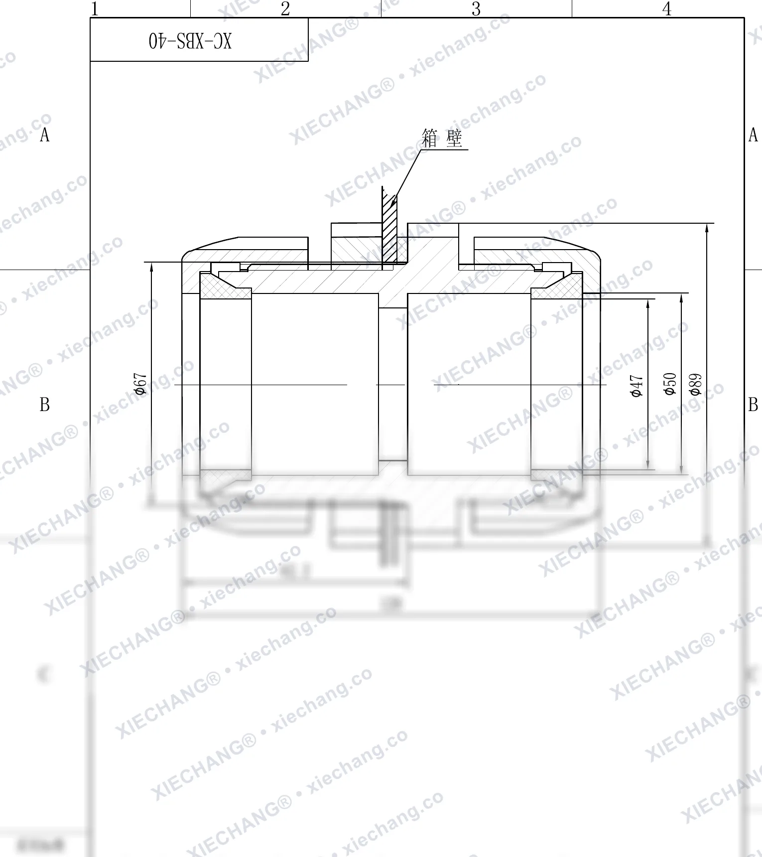 XC-XBS-40 · DN40 · konektor bulkhead ulir ganda — Gambar pemasangan