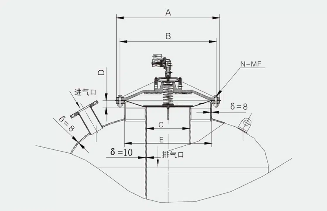 Gambar potongan dan dimensi katup pulse DMY-III
