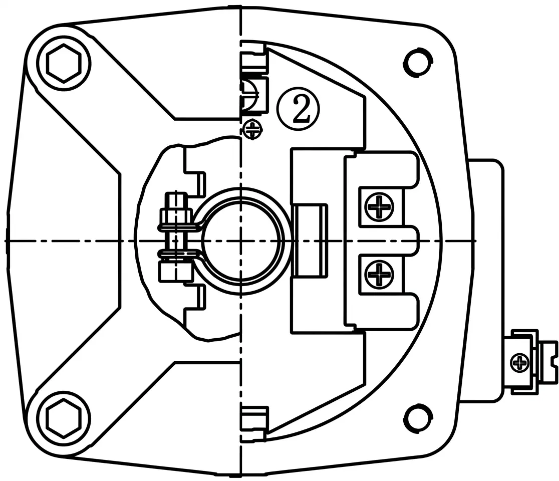 Gambar detail potongan atas internal enclosure solenoid flameproof Ex db